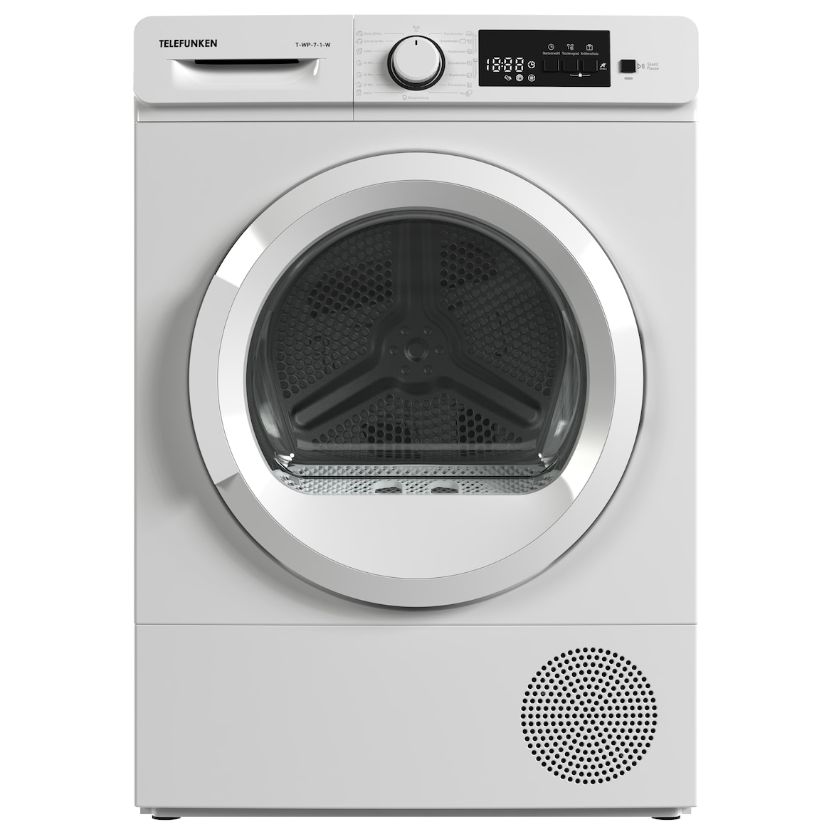 Telefunken T-WP-7-1-W Trockner, 7 kg Wärmepumpentrockner mit 15 Programmen, Startzeitvorwahl & Knitterschutz, weiß