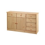 thumbnail of Möbilia Kommode | mit 2 Türen, 6 Schubladen | Kiefer-Holz | B 118 x T 35 x H 75 cm | 19020060 | natur lackiert | Serie KOMMODE