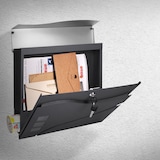 thumbnail of ECD Germany Briefkasten Anthrazit/Silber 37 x 10,5 x 36,5 cm Edelstahl, mit Zeitungsfach & Sichtfenster, inkl. 2 Schlüssel, Wandbriefkasten