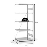 thumbnail of PROREGAL Fachbodenregal Stecksystem | Anbauregal | HxBxT 200x75x60cm | 5 Ebenen | Fachlast 240 kg | Einseitig nutzbar | Lichtgrau