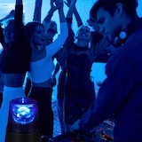 thumbnail of Relaxdays LED Blaulicht, 3er Set, Rundumleuchte mit drehendem Reflektor, Partylicht, Geburtstag, batteriebetrieben, blau