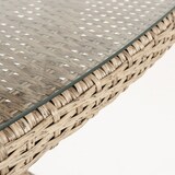 thumbnail of Mesa de jardín rectangular, Tamaño: 140x80x74 cm, Aluminio y ratán sintético plano color natural, Cristal templado de 5 mm