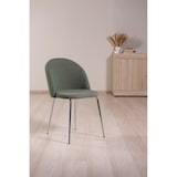 thumbnail of Lot de 2 chaises en tissu teddy d’intérieur, pieds en métal, rembourrées pour cuisine, salle à manger, restaurant – Sara Teddy – Vert sauge/Argent