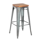 thumbnail of Halenbeek Tabouret de bar MONACO, acier et teck, 76 x 43 x 43 cm, gris/marron