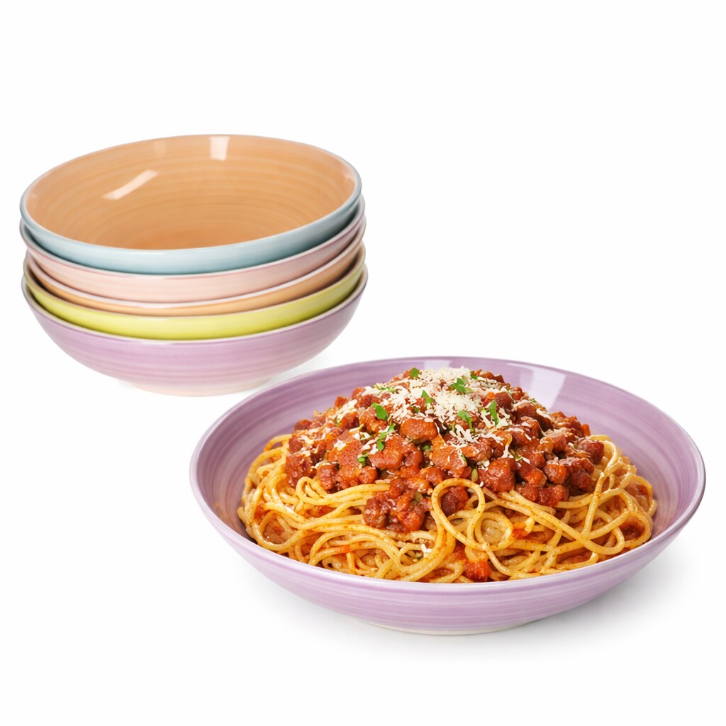 6er Set Spaghettiteller Pastello aus Steingut – 24326245