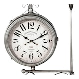 thumbnail of Orologio bifacciale da parete tipo stazione in ferro finitura acciaio anticato | miglior qualità orologio design