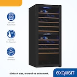 thumbnail of Exquisit Weinkühlschrank 2 Zonen, Platz für 114 Flaschen, 220 l, Umluftventilator, 9 Holzablagen, Temperaturanzeige, WS2-114-GTE-160G schwarz
