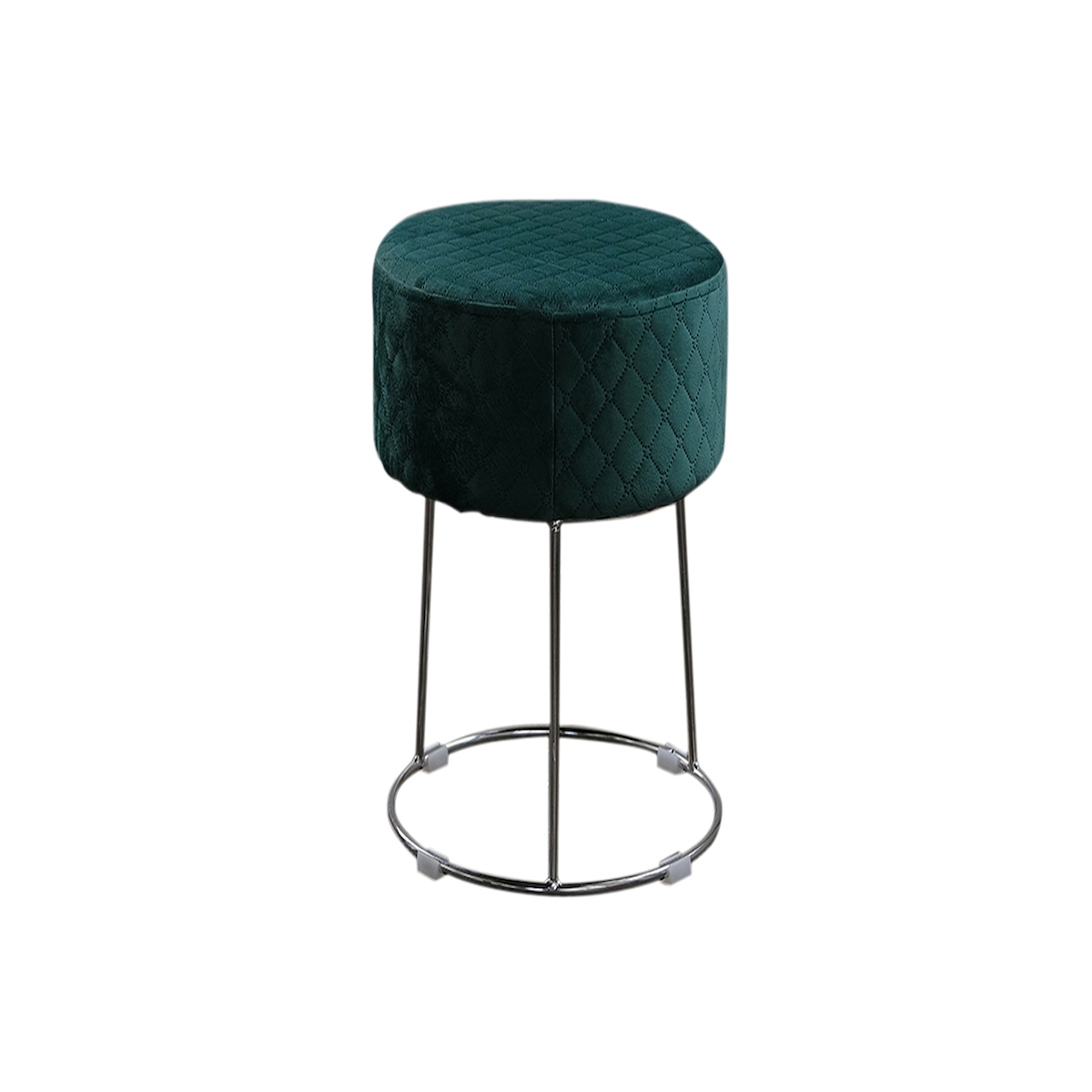 KAWOLA Hocker DEMI Polsterhocker Velvet grün Fuß silber