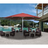 thumbnail of Parasol Meran II, guarda-sol para restauração, Ø 5m poliéster/alumínio branco 28kg ~ vermelho sem suporte