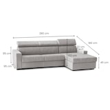 thumbnail of Dmora Divano Letto Alberta, Divano ad angolo, 100% Made in Italy, Sofà con apertura girevole, con Penisola contenitore Destra, Cm 280x95h85, Grigio