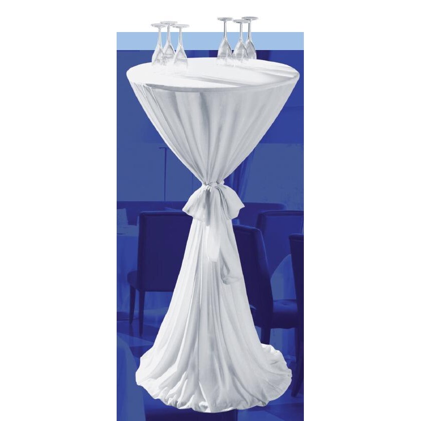 METRO Professional Stehtischhusse Sapphire, Polyester, Ø 62 x 145 cm, mit Gürtel, weiß