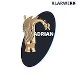 thumbnail of ADRIAN | Design Edelstahl Badarmatur  in Schwan Optik | Gold glänzend luxuriöse Waschtischarmatur Hotel Gastronomie | Mischbatterie Bad 2 Anschlüsse