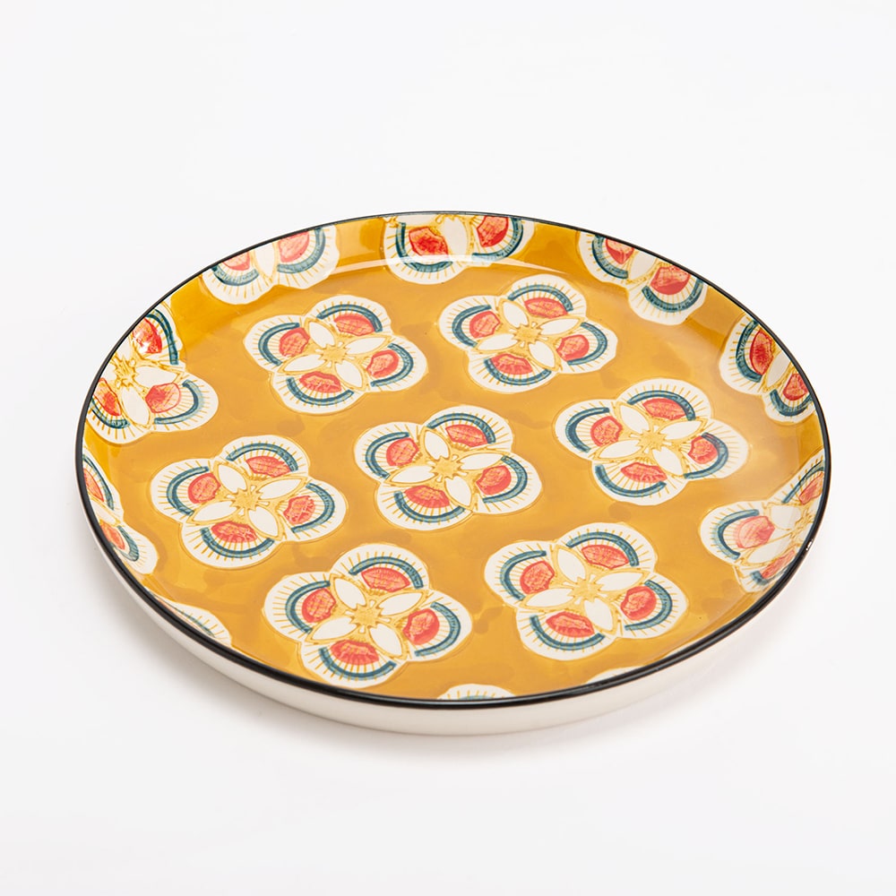 Assiette plate Imany jaune 26 cm x6 -  Décoré Rond Grès Amadeus 26x26 cm