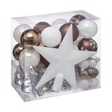 thumbnail of Déco de Sapin de Noël Kit 44 pièces, Boule, Guirlande et Cimier - Blanc et Café