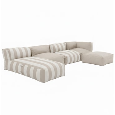 Conjunto modular de jardín rayado 5 plazas beige