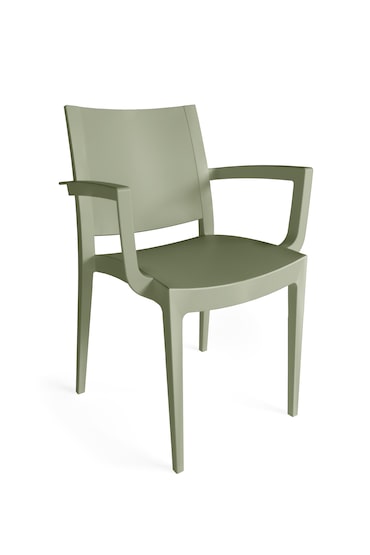 METRO PROFESSIONAL Silla apilable con reposabrazos Gastro Iluna, plástico,verde oliva