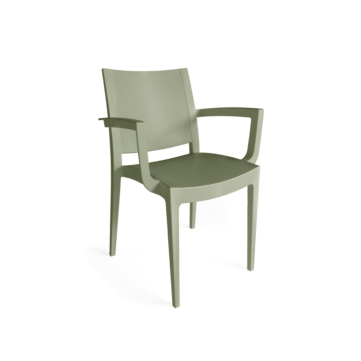 METRO PROFESSIONAL Cadeira de exterior empilhável Iluna, com braços, plástico, verde azeitona