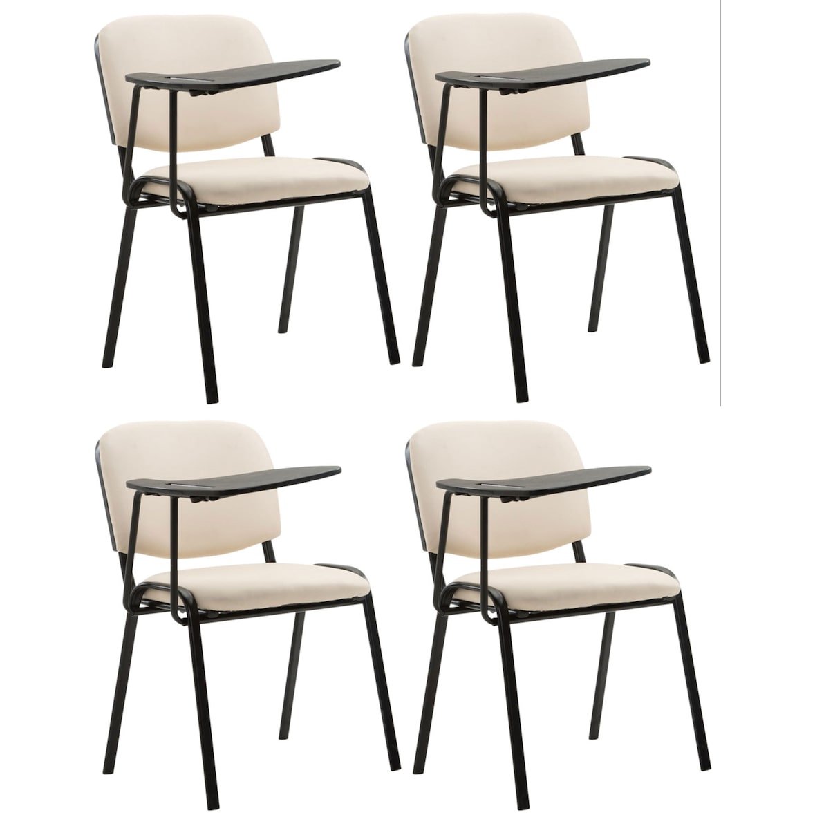 Lot de 4 Chaises Ken en similicuir avec tablette rabattable Crème
