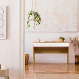 thumbnail of Schreibtisch BERGA 120x50x78 cm 2 Schubladen weiß/eiche hjh LIVING