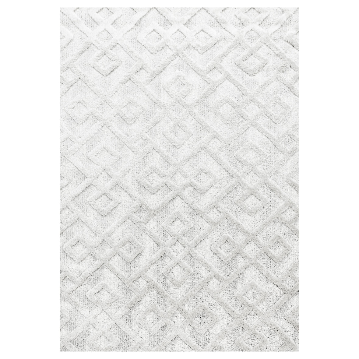 Teppich Wohnzimmer 3D Geometrisch Modern Waschbar Strapazierfähig Esszimmer OEKO-TEX Creme 60x110 cm Gekettelt – GENF von Kadima Design
