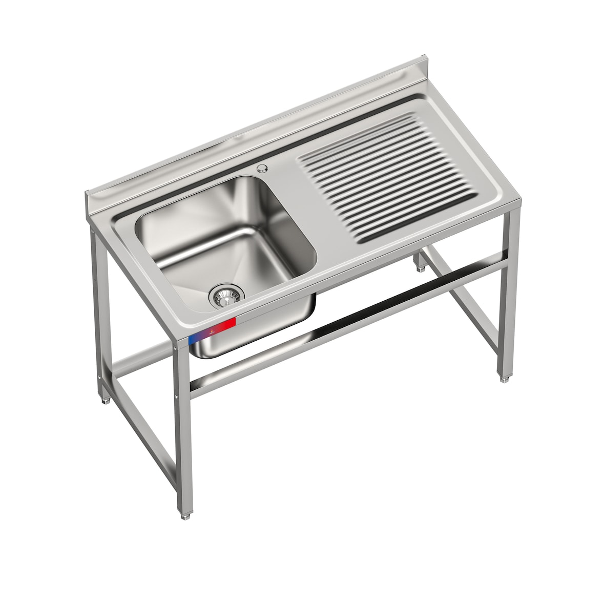 Gasfrit- Fregadero bajo barra 1 seno y 1 escurridor,  industrial acero inoxidable 1200 x 600 x 850 mm