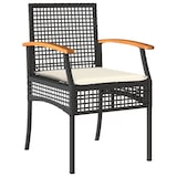 thumbnail of vidaXL 3-tlg. Bistro-Set mit Kissen Schwarz Poly Rattan Akazienholz