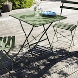 thumbnail of Table de jardin pliante bistrot en acier vert cactus - Oviala