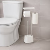 thumbnail of Relaxdays WC Garnitur, HBT: 65,5 x 29 x 11 cm, stehender Klopapierhalter, Klobürste, Ersatzrollenhalter, Ablage, weiß