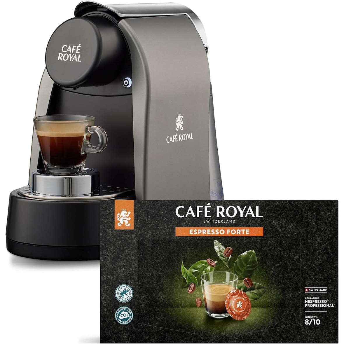 Machine à Café CRpro 100 compatible avec les Capsules de café Nespresso®* Professional + 1 Boite de 50 Dosettes Pro d'Espresso Forte Offerte