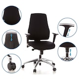 thumbnail of Bürostuhl / Drehstuhl PRO-TEC 200 Stoff schwarz Alu poliert hjh OFFICE