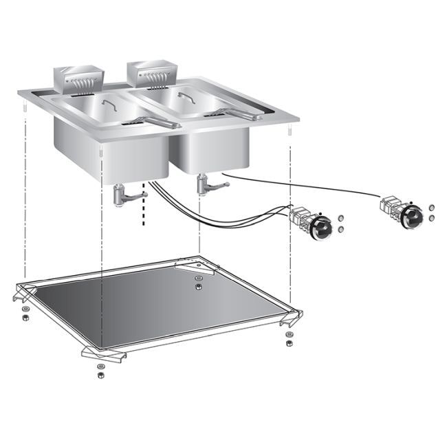 Gastro Inox inbouw friteuse met 2x10 liter van roestvrij staal 600x600x380mm