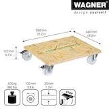 thumbnail of WAGNER Transporthilfe OSB BIG 25 mm - 59 x 49 x 12 cm, Rollen Ø 100 mm, Feststeller, Tragkraft 400 kg - 20161701