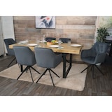 thumbnail of Set van 6 eetkamerstoelen HWC-L80, keukenstoel met armleuningen, draaibaar, metaal stof/textiel ~ antraciet