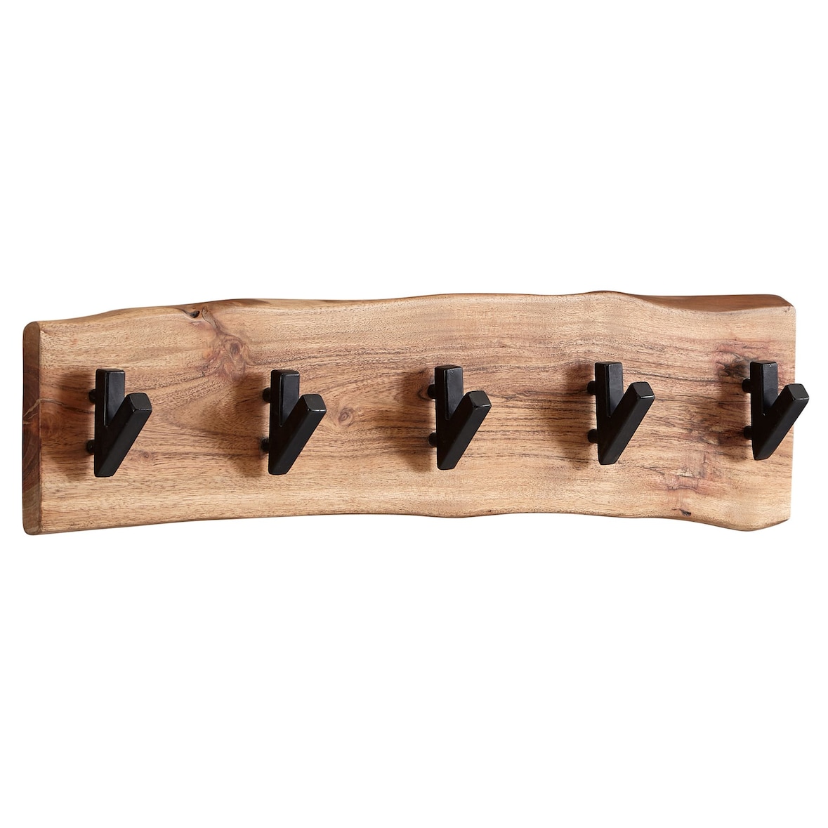 Wandgarderobe, Akazien-Massivholz & Metall, Naturkante. 60x9x17 cm | Kadima Design