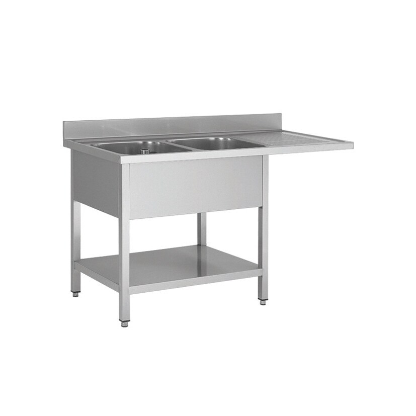 Skyrainbow Spülcenter aus Edelstahl, zwei Becken links, 160 x 70