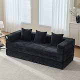 thumbnail of Merax Schlafsofa Modulares 3-Sitzer Sofa mit Seitentaschen – aus Chenille, beliebig kombinierbar, Schwarz