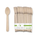 thumbnail of greenbox - cuchara de madera pequeña 14 cm, biorevestida, 100 piezas.
