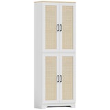 thumbnail of HOMCOM alacena de cocina mueble auxiliar de cocina con estantes ajustables puertas de ratán y sistema anti-vuelco 60x30x170 cm blanco
