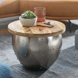 thumbnail of Couchtisch Mango Massivholz / Metall 60x43x60 cm Industrial Style Rund, Design Wohnzimmertisch mit Stauraum, Moderner Loungetisch Sofatisch
