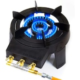 thumbnail of Wokbrenner/Gaskocher 9,2 KW mit zusätzlichem Topfträger + Gasschlauch und Druckminderer (Gusseisen Hockerkocher, Asia Kocher, Gastrokocher,  Wok)