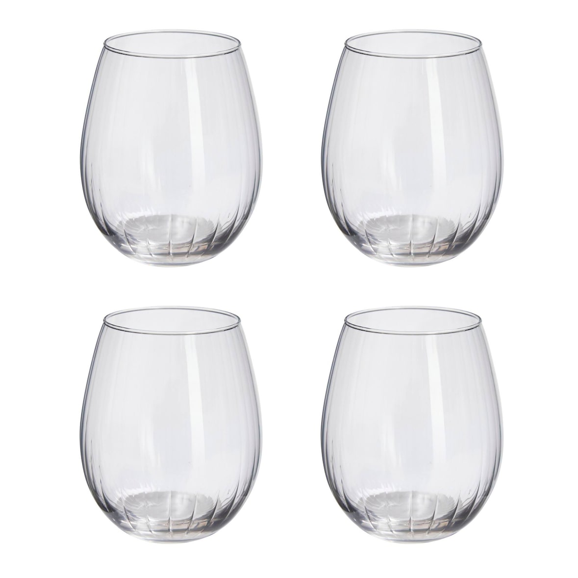 WellHome - Set van 4 glazen van 420 ml met gestreept design, Ø6x10,5 cm