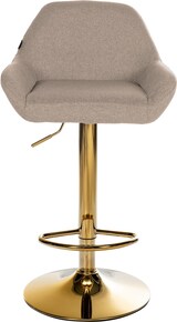 thumbnail of 2er Set Barhocker BIKEL - Stoff Taupe 51x52x89 cm Gold | Barstuhl Höhenverstellbar Mit Lehne Drehbar Tresenhocker Tresenstuhl Kneipenhocker