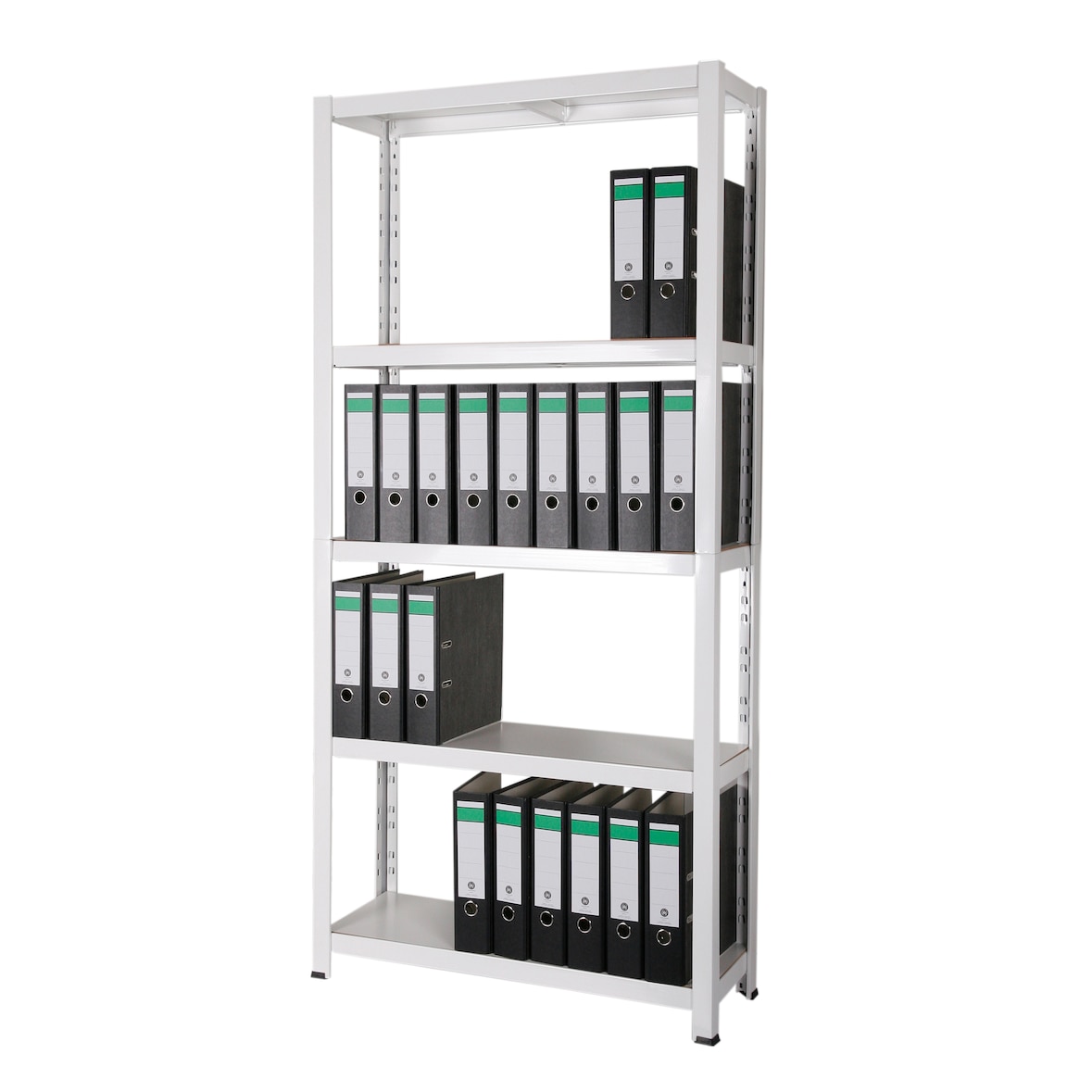 Archivregal 180x90x30 cm 55 Ordner 5 HDF Holzboden 175 KG/Boden weiß SZAGATO Metallregal Fachbodenregal Lagerregal Metall Fachboden Regal