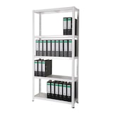 thumbnail of Archivregal 180x90x30 cm 55 Ordner 5 HDF Holzboden 175 KG/Boden weiß SZAGATO Metallregal Fachbodenregal Lagerregal Metall Fachboden Regal