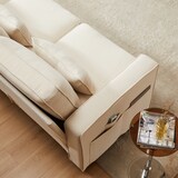 thumbnail of Merax 4-Sitzer-Sofa aus Leinenstoff, mit Armlehnentaschen und 4 Kissen, Sofa im einfachen Stil, geeignet für Wohnzimmer, Wohnung und Büro, Beige