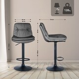 thumbnail of Barhocker MITUN - Kunstleder Grau 46x54x92 cm Schwarz | Barstuhl Höhenverstellbar Mit Lehne Drehbar Tresenhocker Tresenstuhl Kneipenhocker