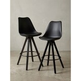 thumbnail of Skandinavischer Barhocker: Polsterung, Rückenlehne, X-Beine mit Metallring, Kunstleder-Sitzschale, Filzgleiter. 49x53x113 cm | Kadima Design