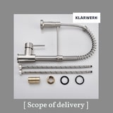 thumbnail of KLARWERK® Bernd | Gastronomie Armatur Silber gebürstet mit Feder |Edelstahl Flex Wasserhahn Küche |Mischbatterie 360° drehbar|Niederdruck 3 Anschlüsse