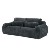thumbnail of Merax 2-Sitzer Sofa mit USB-Ladeanschluss & Seitentasche, hochfedernder Schaumstoff, Samt, Grau