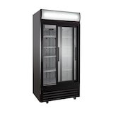 thumbnail of GastroHero Getränkekühlschrank ECO 630 mit Leuchtaufsatz, Schiebetüren, schwarz, LED-Innenbeleuchtung, energiesparend, 8 höhenverstellbare Roste